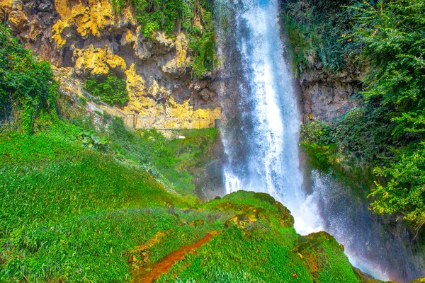 Greece beautiful big waterfall , splash rocks