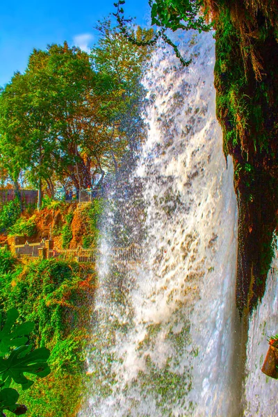 Greece beautiful big waterfall , splash rocks