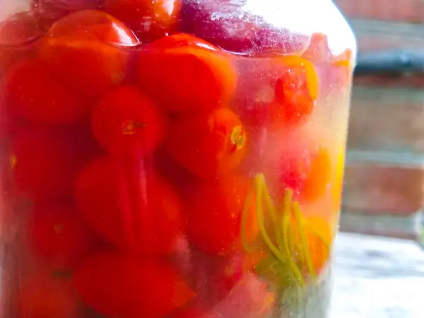 Burk Hemmagjorda Marinerade Tomater Grönsaker — Stockfoto