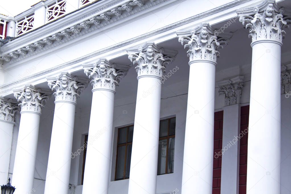 Classic White Column in downtown  architecture