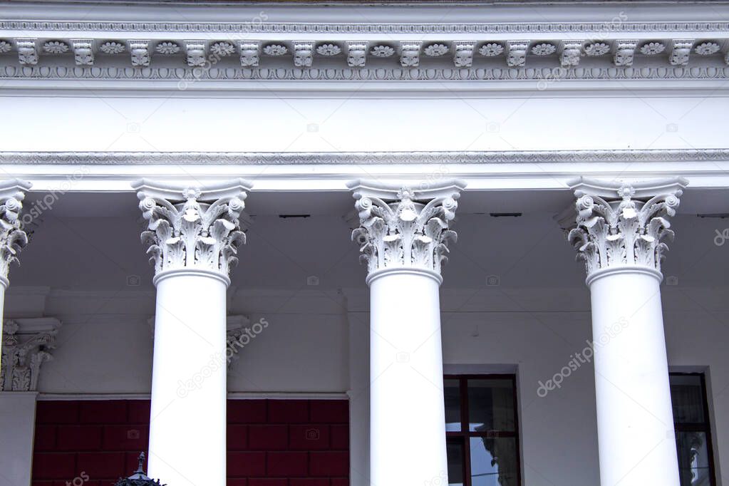 Classic White Column in downtown  architecture