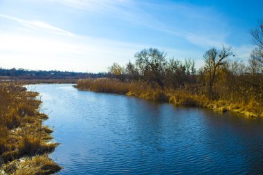 Günbatımında suda yansıyan mükemmel bir bahar sahnesi..