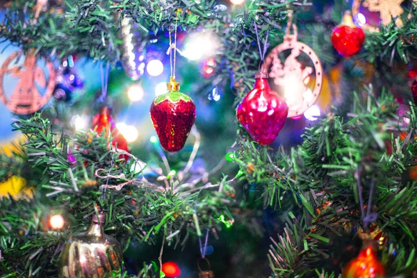 Χριστουγεννιάτικο Δέντρο Παιχνίδι Μπάλα Διακόσμηση Φόντο — Φωτογραφία Αρχείου