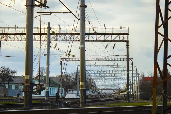 Ferrocarril Curvo Paisaje Industrial — Foto de Stock