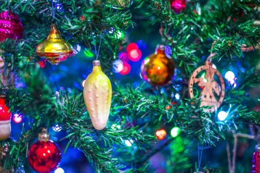 Noel ağacı oyuncak topu dekorasyonu arka planı