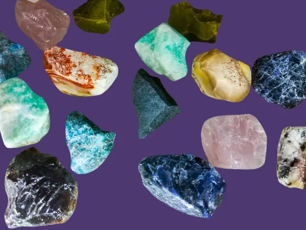 Verschiedene Schöne Edelsteine Und Kristalle — Stockfoto