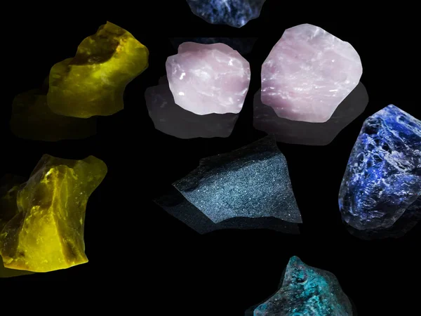 Різноманітні Красиві Дорогоцінні Камені Кристали — стокове фото