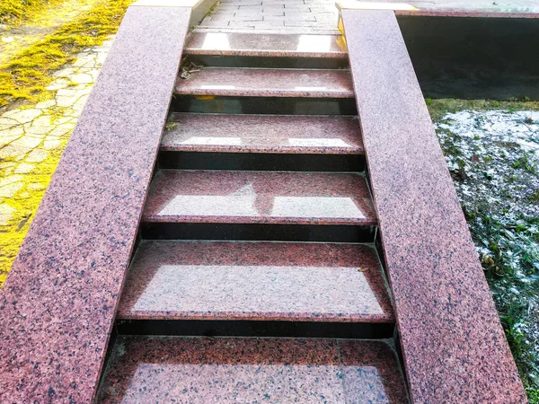 Escadaria Jardim Feita Granito Natural Escadas Granito — Fotografia de Stock