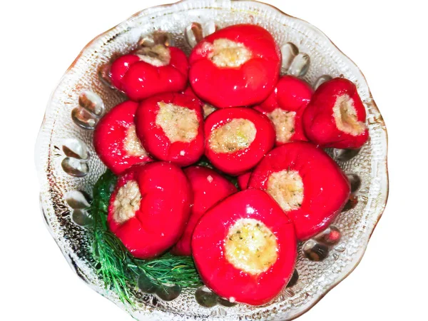 Stuffed Paprika Dengan Nasi Dan Mozzarella — Stok Foto