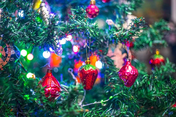 Árvore Natal Brinquedo Bola Decoração Fundo — Fotografia de Stock