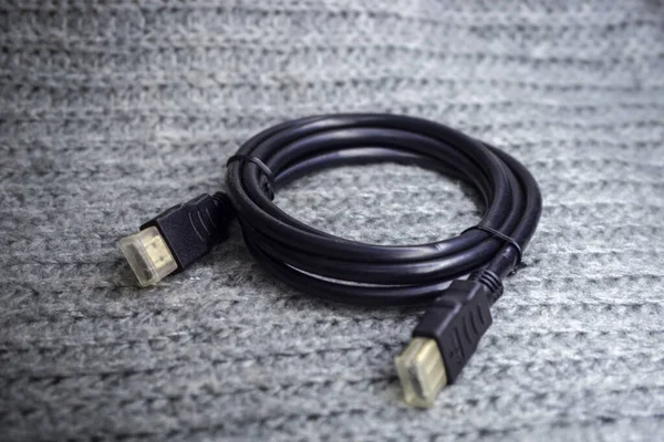 Defterinin Ses Video Sistemini Projektör Bağlayan Hdmi Hattı Yüksek Hızlı — Stok fotoğraf