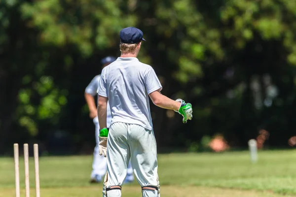 Cricket Wicket Custode Fielding — Foto Stock