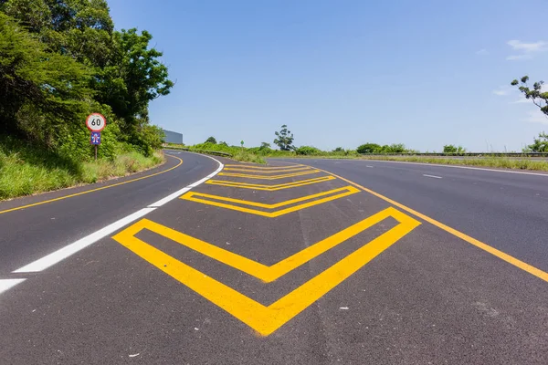 Highway Painted Exit Entry Lines — Stock Photo, Image