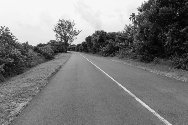 Droga czarna biała wieś — Zdjęcie stockowe