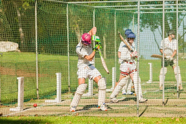 Redes de prática de batedores de críquete — Fotografia de Stock