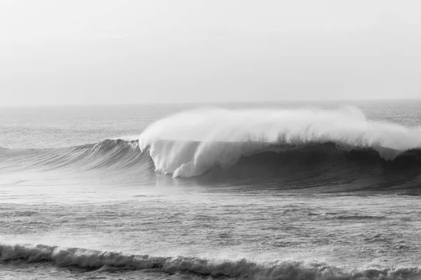 Vlny oceánu moc černá bílá — Stock fotografie