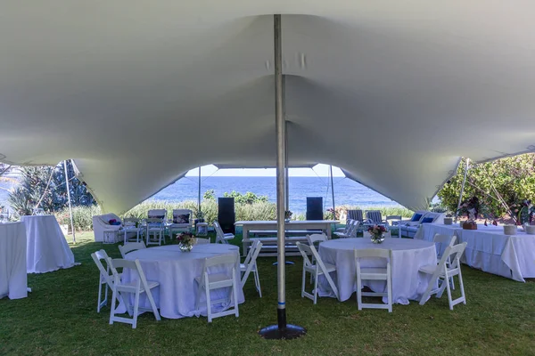 Zelt Beduinen Hochzeit Ozean Veranstaltungsort Landschaft — Stockfoto