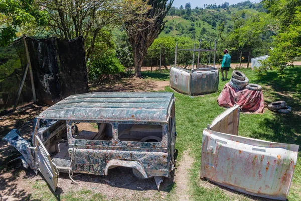 Paintball Game Player House Ruins Arena — Stock Photo, Image