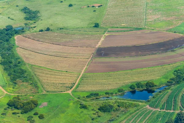 Flying Farmlands Campos Cultivos Paisagem — Fotografia de Stock