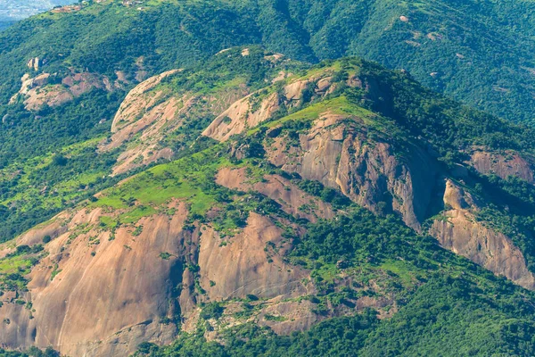 Flying Africa Rural Homes Valleys Mountains — Stock Photo, Image