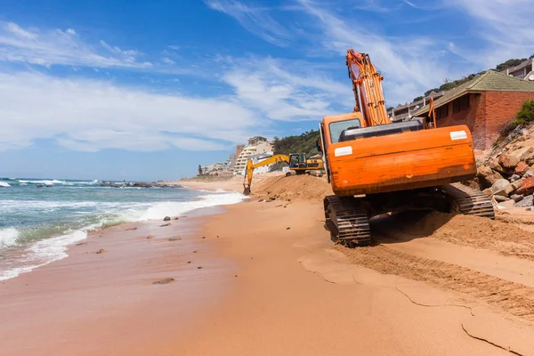 Construction Beach Ocean Erosion Repairs — Stock Photo, Image