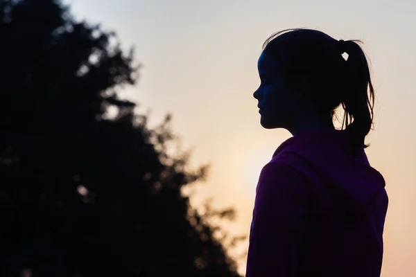 Girl Closeup Profile Silhouetted