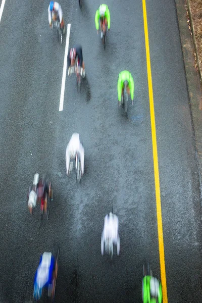 Cyclist  Motion Blur Overhead — Stock Photo, Image