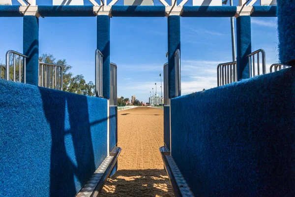 Paardenrennen binnen Starting Gate — Stockfoto