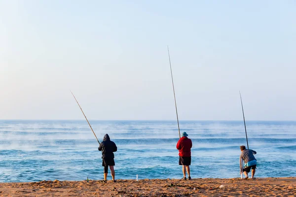 Fishermen Beach Sea Mist Landscape — Stock Photo, Image