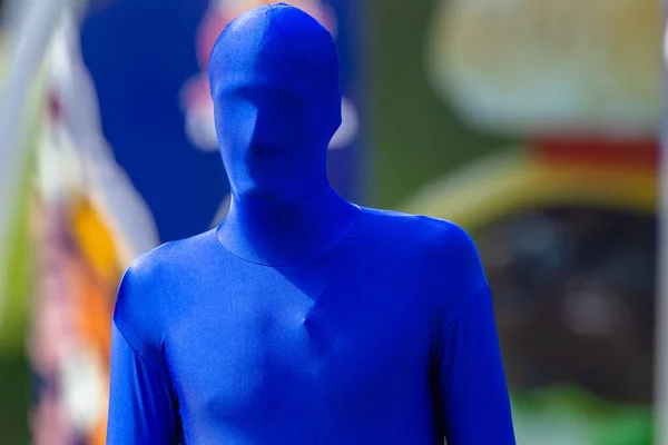 Blue Man Full Body Lycra Suit — Stock Photo, Image