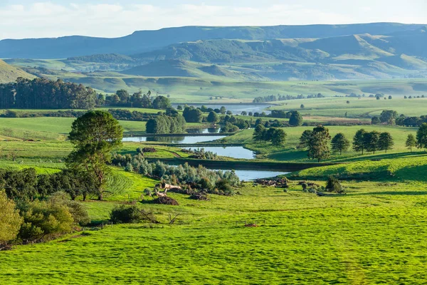 Farmlands Mountains Dams Summer — 스톡 사진