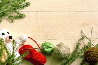 Yeni yıl not defteri örgü işi üst görünümü