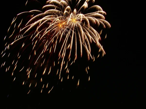 Explosiгіn Los Fuegos Artificiales Cielo Nocturno Celebraciгіn Del Festival —  Fotos de Stock