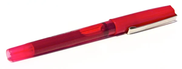 Röd Plast Ficklampa Isolerad Vit Bakgrund — Stockfoto