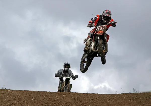 Motocross Action Sur Chemin Terre — Photo