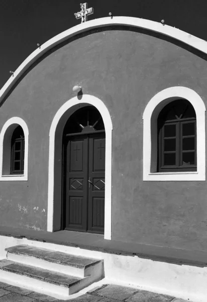 Vejo Essa Visão Tomada Grécia Uma Entrada Igreja Por Causa — Fotografia de Stock