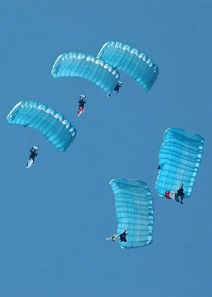 Spectacle Aérien Payerne Avion Reconnaissance Parachute Suisse — Photo