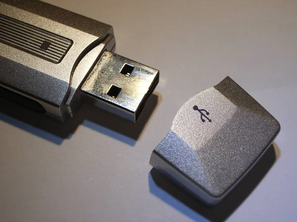 Κίνηση Usb Γκρι Φόντο — Φωτογραφία Αρχείου