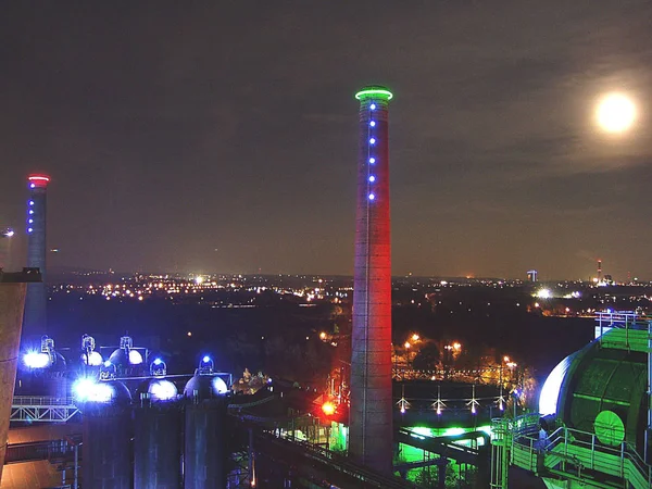 Escena Nocturna Parque Natural Duisburg Grande Pero Tiempo Congelación Luna —  Fotos de Stock