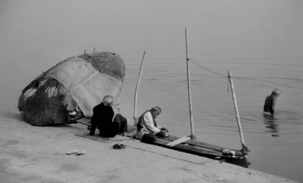 Fisherman Boat Sea — Stock Photo, Image