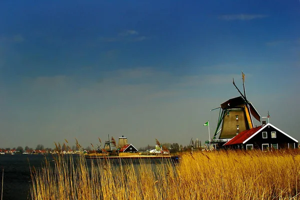 Scenic View Landscape Windmill Building — Stock Photo, Image