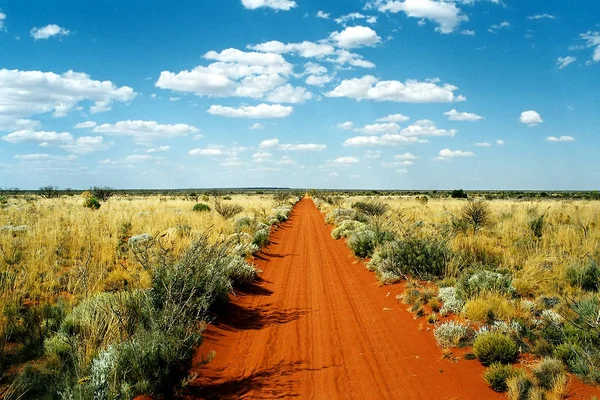 Próximo Estrada Gunbarrel Wiluna Pelo Deserto Gibson Para Uluru Ayers — Fotografia de Stock
