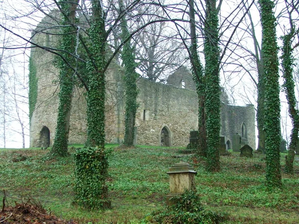 Ruine Une Église Avec Cimetière Près Eschwege — Photo