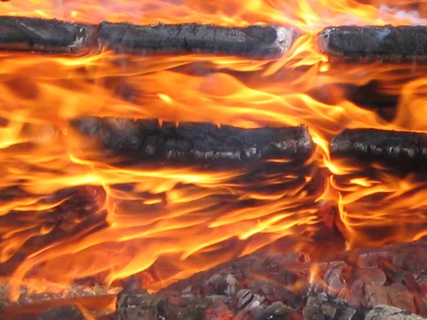 Horký Plamen Hořící Rudý Oheň — Stock fotografie