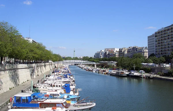 Paris Teki Cephanelik Limanı Bastille Temmuz Sütunları Manzaralı — Stok fotoğraf