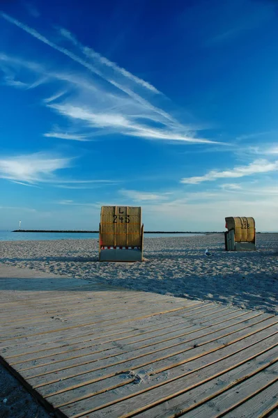 Arredamento Sedie Sdraio Località Balneare — Foto Stock