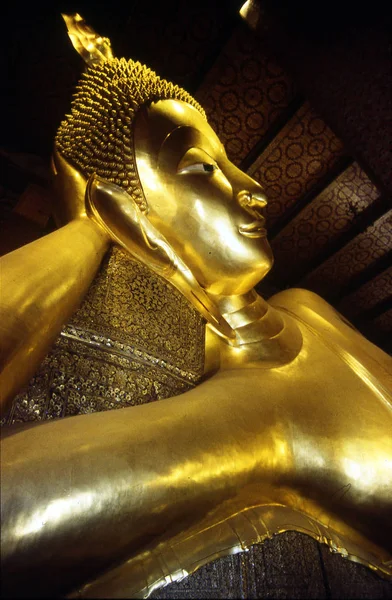 Fekvő Buddha Wat Bangkok — Stock Fotó