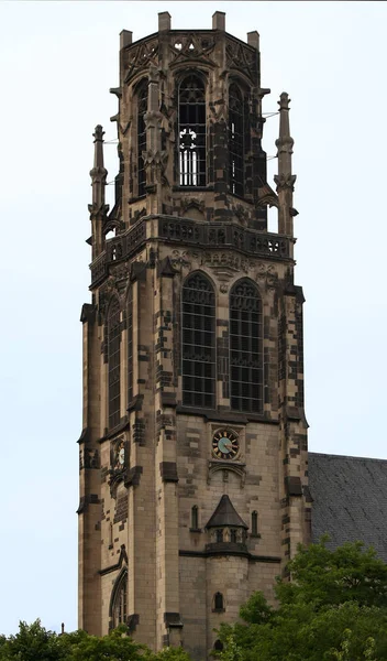 Zde Celá Kostelní Věž Herz Jesu Kirche Soumraku Derendorfu Postavený — Stock fotografie