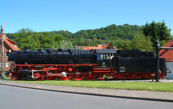 Stoomlocomotief Spoorweg — Stockfoto