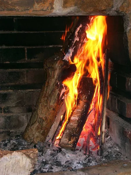 Τζάκι Φλόγα Φλεγόμενη Φωτιά — Φωτογραφία Αρχείου